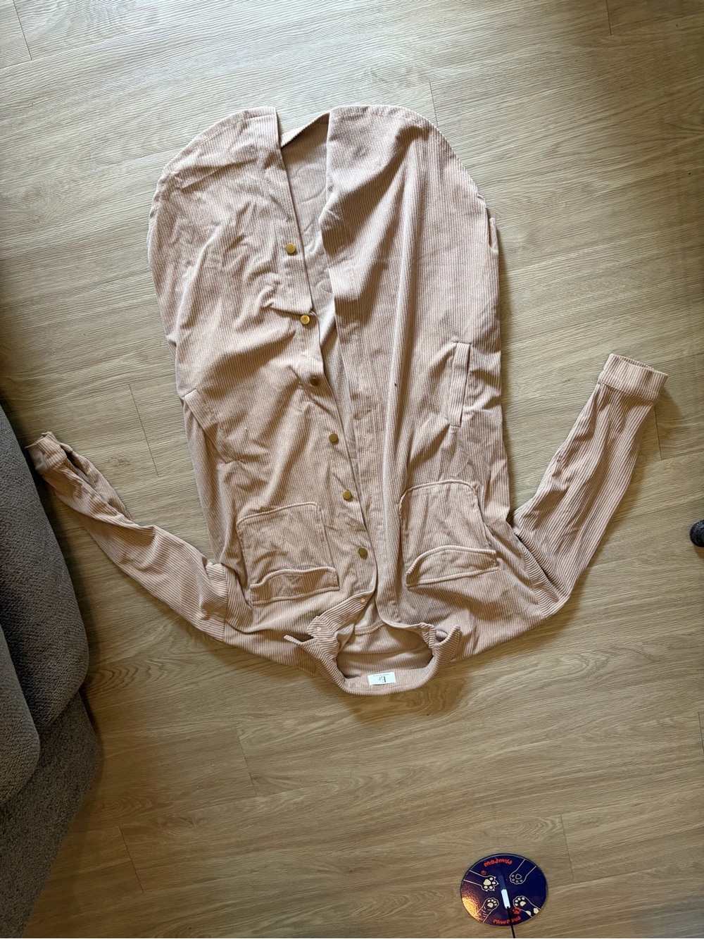 Tan Button-Up Ribbed Shirt Jacket